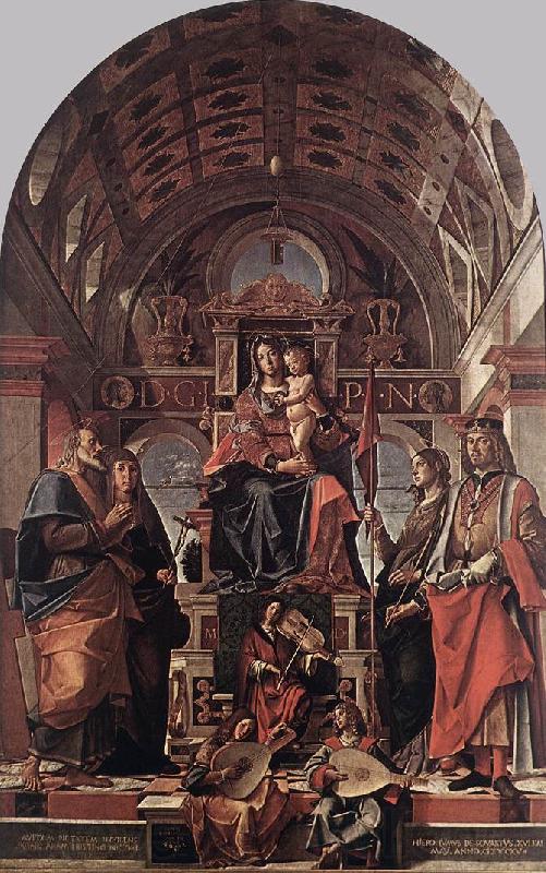 MONTAGNA, Bartolomeo Madonna and Child Enthroned with Saints sg Norge oil painting art